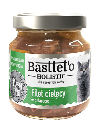 Basttet'o Holistic filet cielęcy w galarecie dla kotów 130g (słoik)