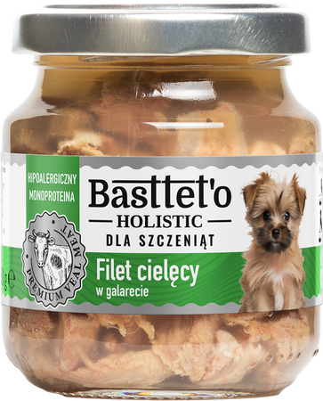Basttet'o Holistic filet cielęcy w galarecie dla szczeniąt 130g (słoik)
