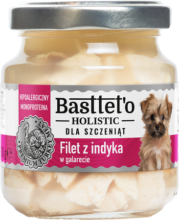 Basttet'o Holistic filet z indyka w galarecie dla szczeniąt  130g (słoik)