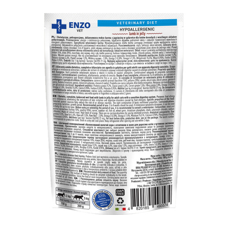 ENZO VET Hypoallergenic dla kotów z jagnięciną w galaretce 100g