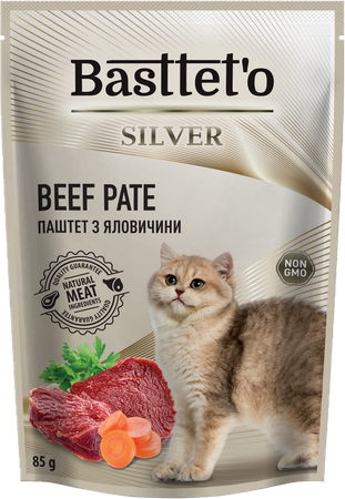 Basttet'o Silver Pasztet wołowy dla kotów 4x85g (saszetka )