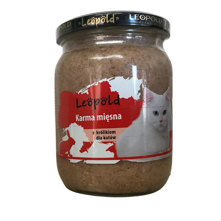 Leopold Karma mięsna z królikiem dla kotów 500g (Słoik)