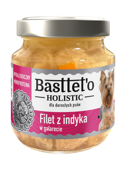 Basttet'o Holistic filet z indyka w galarecie dla psów 130g (słoik)