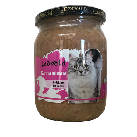 Leopold Karma mięsna z indykiem dla kotów 500g (Słoik)