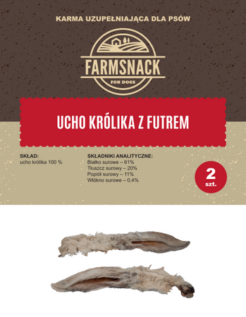 FarmSnack Ucho Królika z futrem 2szt